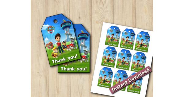 Instant Download Paw Patrol Favor Tags - DIY Printables