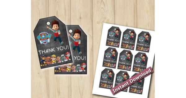 Chalkboard Paw Patrol Favor Tags - DIY Printables