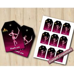 Pink Power Rangers Favor Tags