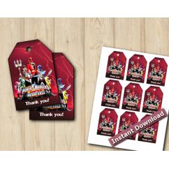 Power Rangers Favor Tags Power Rangers Favor Tags