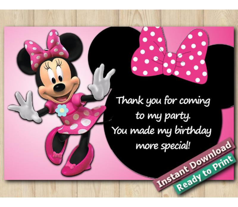 Minnie Mouse Pink Thank You Tag ☆ Instant Download