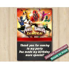 Power Rangers Thank You Card 4x6