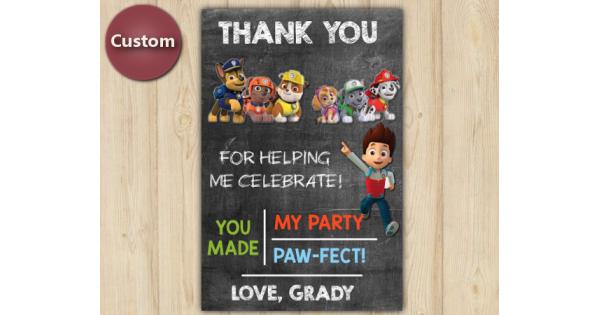 Paw Patrol Thank You CardDIY Printables