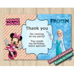 Twin Frozen and Minnie Mouse Thank you 6x4