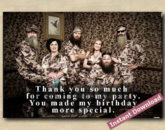 Instant Download Duck Dynasty Thank You Card 5x7