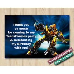 Transformers Thank You Card 4x6