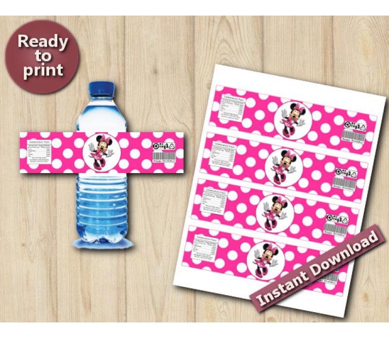 Minnie Mouse Water Bottle Labels Template