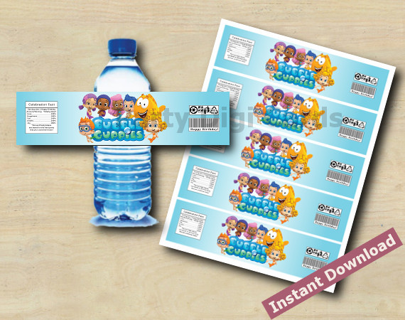 Instant Download Bubble Guppies Water Bottle Labels