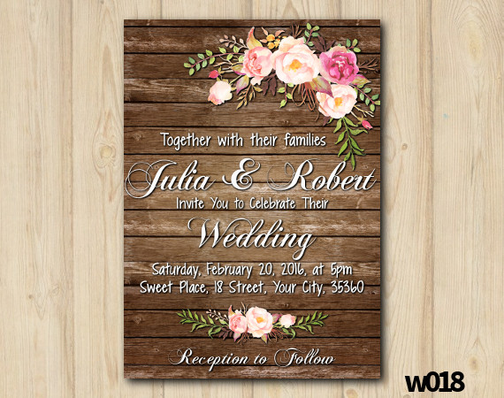 Watercolor Wood Wedding Wedding Invitation | Personalized Digital Card