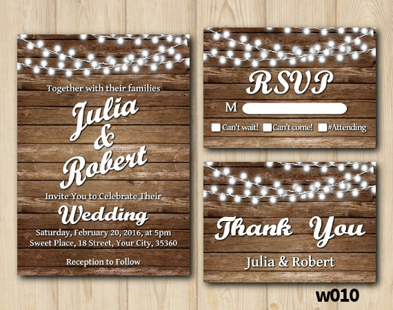 String Lights Wedding Set | Personalized Digital Card