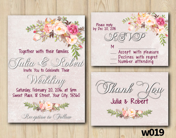 Watercolor Wedding Set | Personalized Digital Card